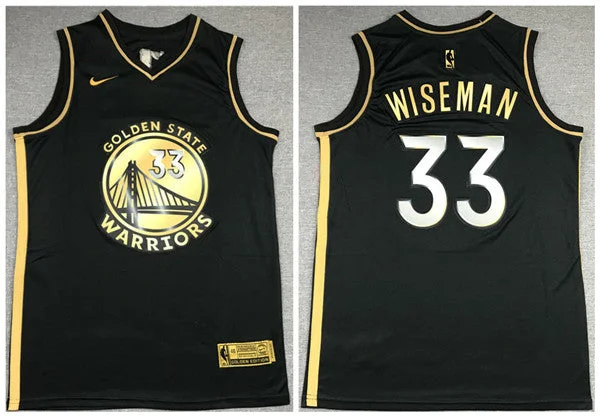 Basketball Jersey High-Quality-Men's Golden State Warriors #33 James Wiseman Black Gold Edition Stitched Basketball Jersey