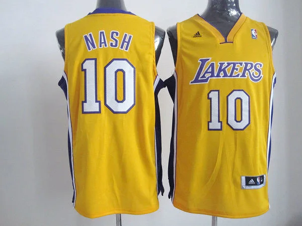 Basketball Jersey Sustainable-Los Angeles Lakers 10 Nash Yellow Cotton Basketball Jerseys