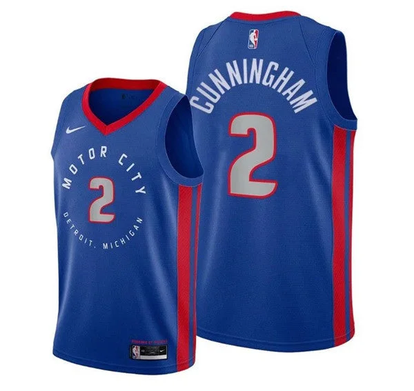 Basketball Jersey Concert-Men's Detroit Pistons #2 Cade Cunningham Navy Stitched Basketball Jersey