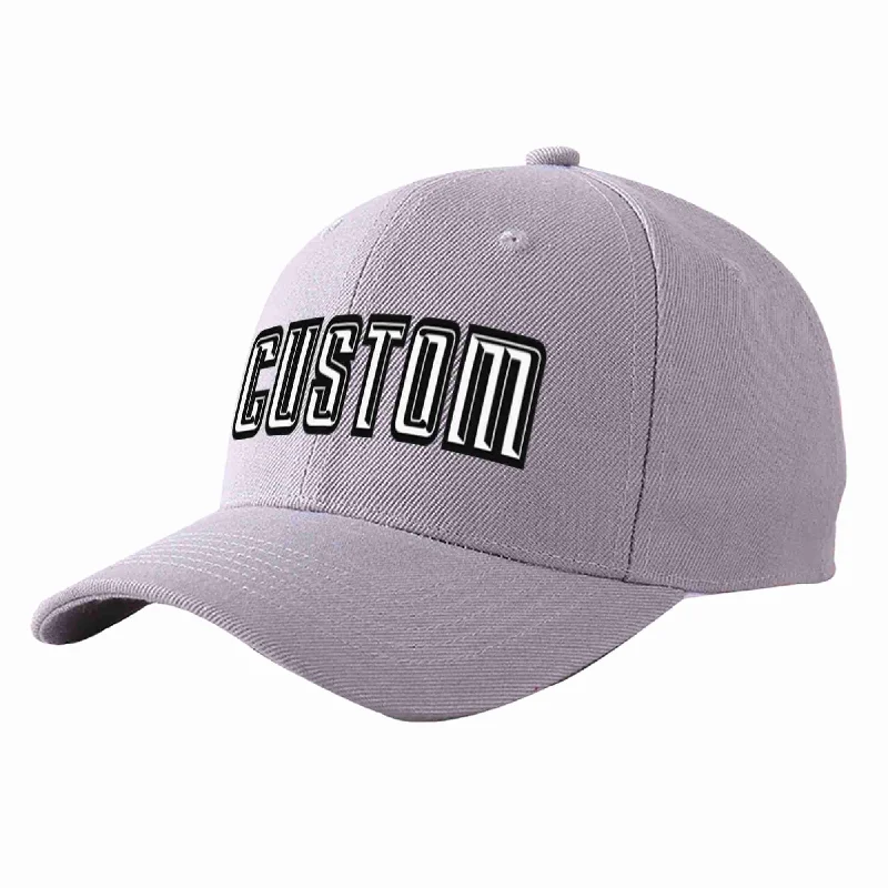 Baseball Cap Office Style-Custom Gray White-Black Curved Eaves Sport Baseball Cap Design for Men/Women/Youth