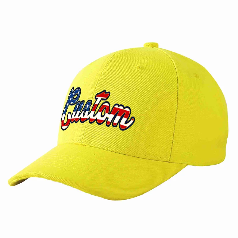 Baseball Cap Truckers-Custom Yellow Vintage USA Flag-Gold Curved Eaves Sport Baseball Cap Design for Men/Women/Youth