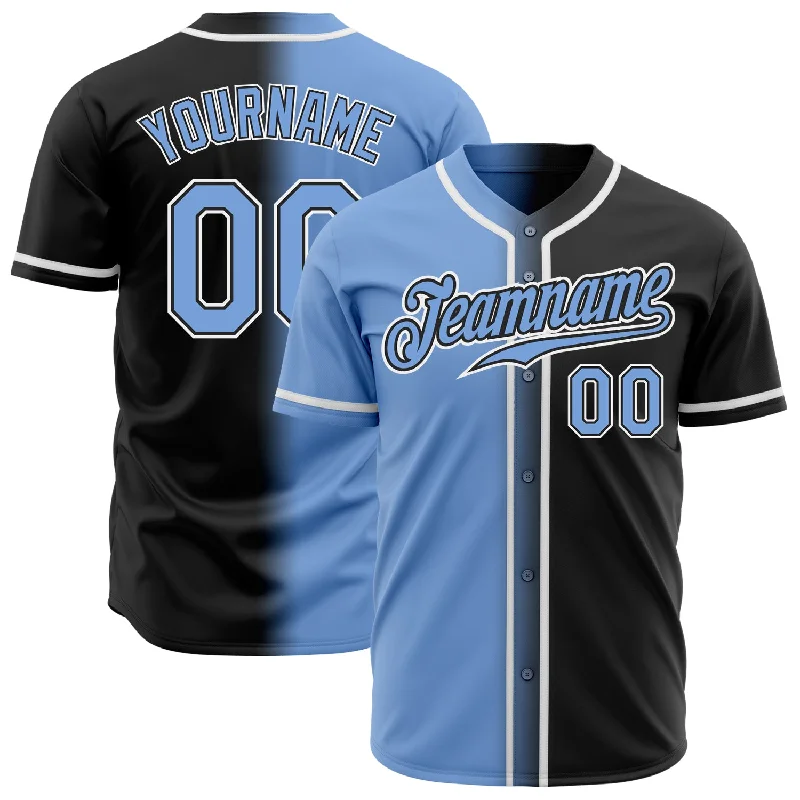 Baseball Jersey Running-Custom Black Light Blue-White Authentic Gradient Fashion Baseball Jersey