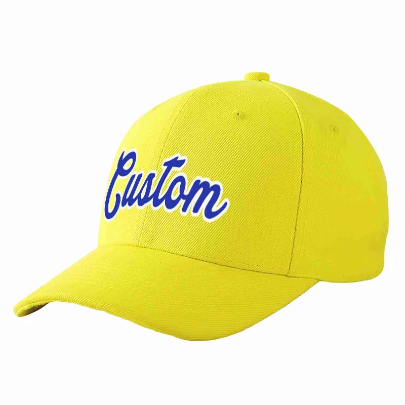 Baseball Cap Washed-Custom Yellow Royal-White Curved Eaves Sport Baseball Cap Design for Men/Women/Youth