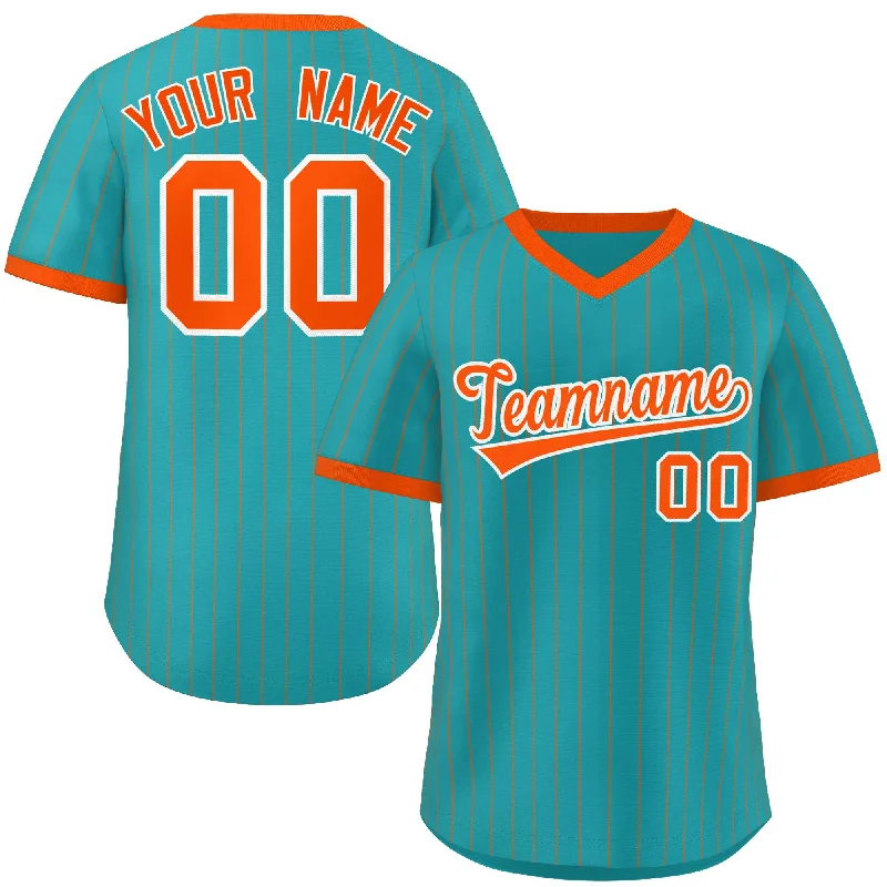 Baseball Jersey Travel-Custom Aqua Orange Stripe Fashion Authentic Pullover Baseball Jersey