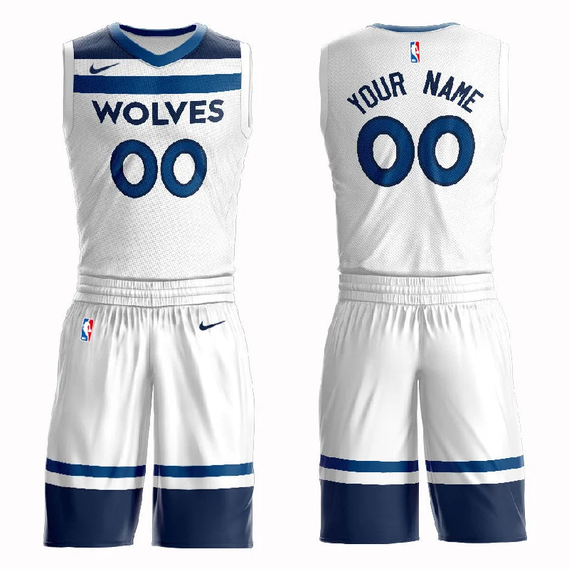 Basketball Jersey Streetwear-Timberwolves White Men's Customized Swingman Basketball Jersey(With Shorts)