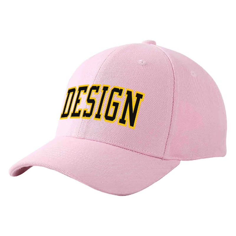 Baseball Cap Gaming-Custom Pink Black-Gold Curved Eaves Sport Design Baseball Cap