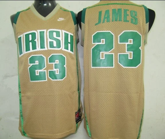 Basketball Jersey Father’s Day-Irish High School 23 Lebron James Yellow Basketball Jerseys