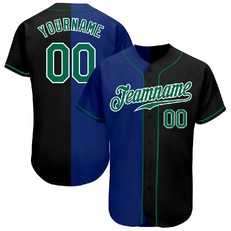 Baseball Jersey Personalized-Custom Black Kelly Green-Royal Authentic Split Fashion Baseball Jersey