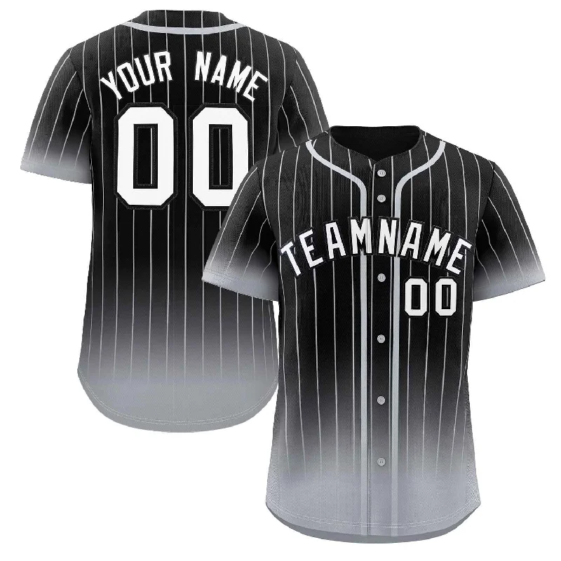 Baseball Jersey Online Exclusive-Custom Black Gray-White Gradient Stripe Fashion Authentic Baseball Jersey