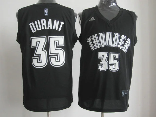 Basketball Jersey Crew Neck-Oklahoma City Thunder 35 DURANT black&white number Basketball Jerseys