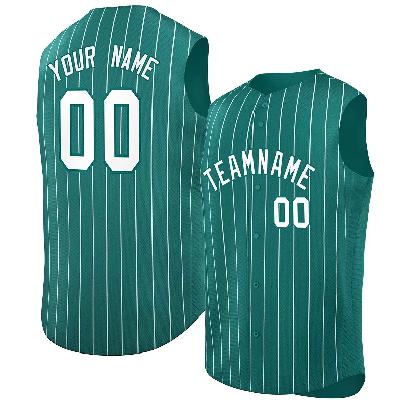 Baseball Jersey Bulk Order-Custom Aqua White-Aqua Sleeveless Stripe Fashion Baseball Jersey