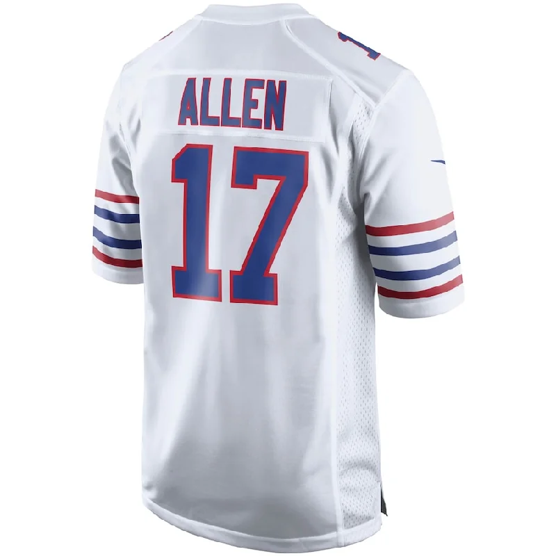 Football Jersey Button-Up-B.Bills #17 Josh Allen White Alternate Game Player Jersey American Stitched Football Jerseys