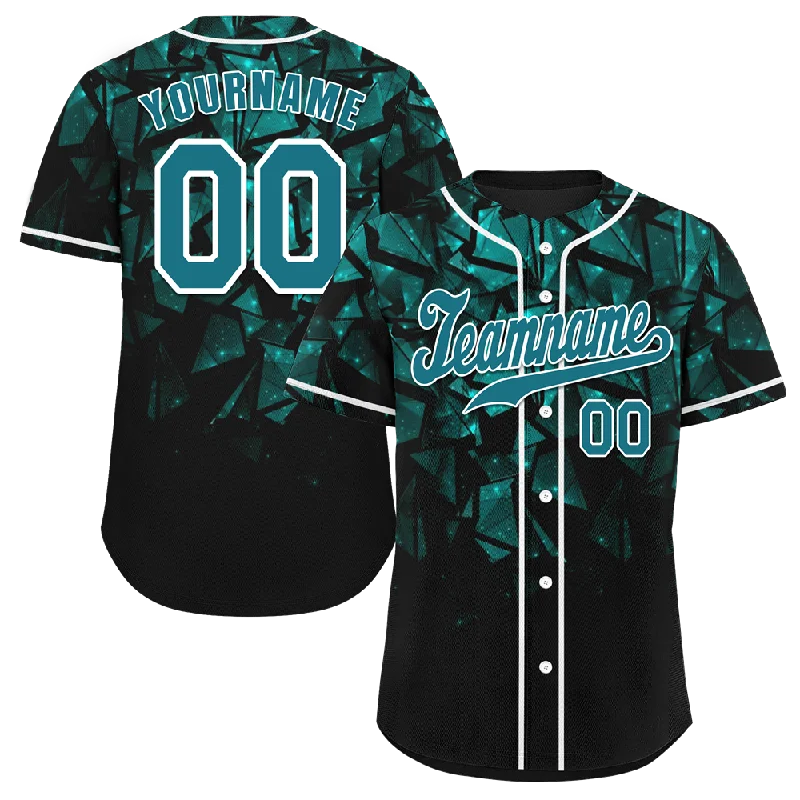 Baseball Jersey White-Custom Black 3D Pattern Aqua Authentic Baseball Jersey BSBJ0a-bc0fbdb