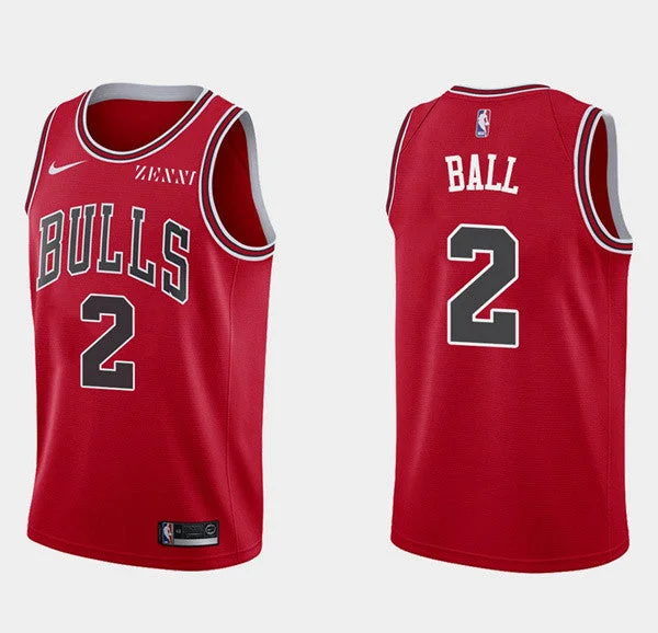 Basketball Jersey New Year-Men's Chicago Bulls #2 Lonzo Ball Red Stitched Basketball Basketball Jersey