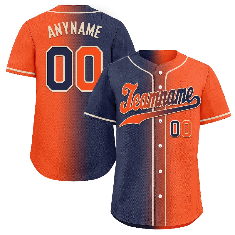 Baseball Jersey Unisex-Custom Blue Orange Gradient Fashion Personalized Authentic Baseball Jersey BSBJ01-D0a7089