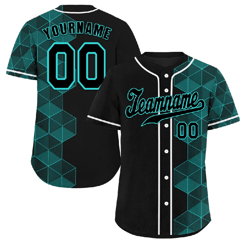 Baseball Jersey Orange-Custom Black Aqua 3D Pattern Black Authentic Baseball Jersey BSBJ0a-bc0fbd8