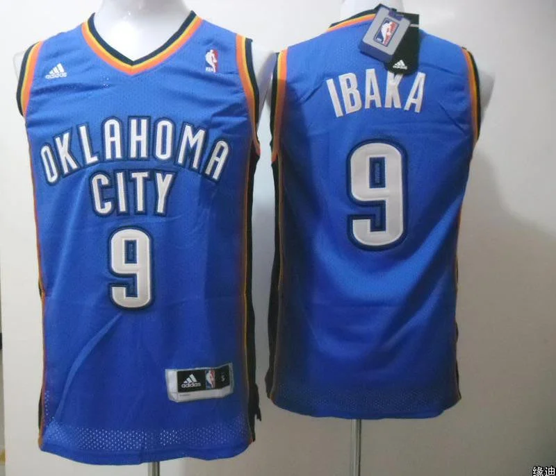 Basketball Jersey Slam Dunk-Thunder 9 Ibaka Blue Mesh Basketball Jerseys