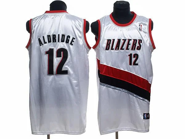 Basketball Jersey Running-Blazers 12 LaMarcus Aldridge White Basketball Jerseys