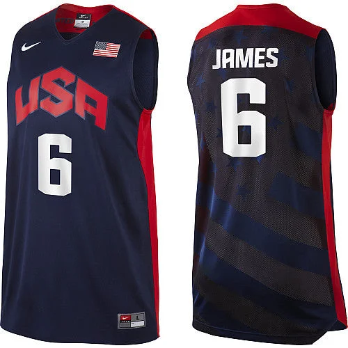 Basketball Jersey Yellow-USA 6 James Blue 2012 Basketball Jerseys