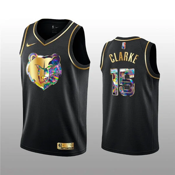 Basketball Jersey Green-Men's Memphis Grizzlies #15 Brandon Clarke 2021/22 Black Golden Edition 75th Anniversary Diamond Logo Stitched Basketball Basketball Jersey