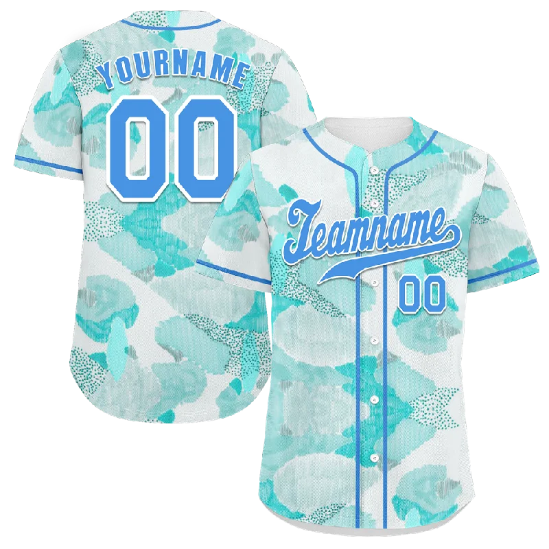 Baseball Jersey Gym-Custom Aqua Graffiti Pattern Aqua Authentic Baseball Jersey