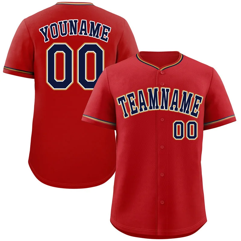 Baseball Jersey All-Star-Custom Red Navy-Old Gold Classic Style Authentic Baseball Jersey