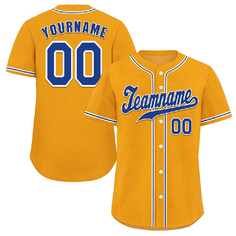 Baseball Jersey Artistic-Custom Yellow Classic Style Blue Authentic Baseball Jersey