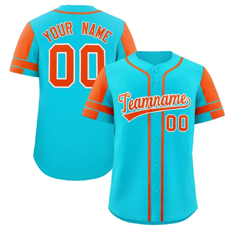 Baseball Jersey Name-Custom Aqua Orange Personalized Raglan Sleeves Authentic Baseball Jersey