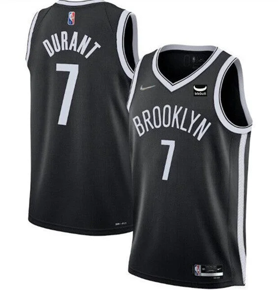 Basketball Jersey Slogan-Men's Brooklyn Nets #7 Kevin Durant 2021 75th Anniversary Black Stitched Basketball Basketball Jersey