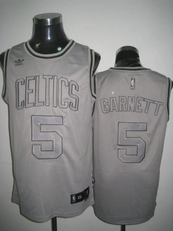 Basketball Jersey Button-Up-Celtics 5 Kevin Garnett Gray Basketball Jerseys