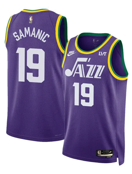 Basketball Jersey Printed-Men's Utah Jazz #19 Luka Samanic Purple 2023 Classic Edition Stitched Basketball Basketball Jersey