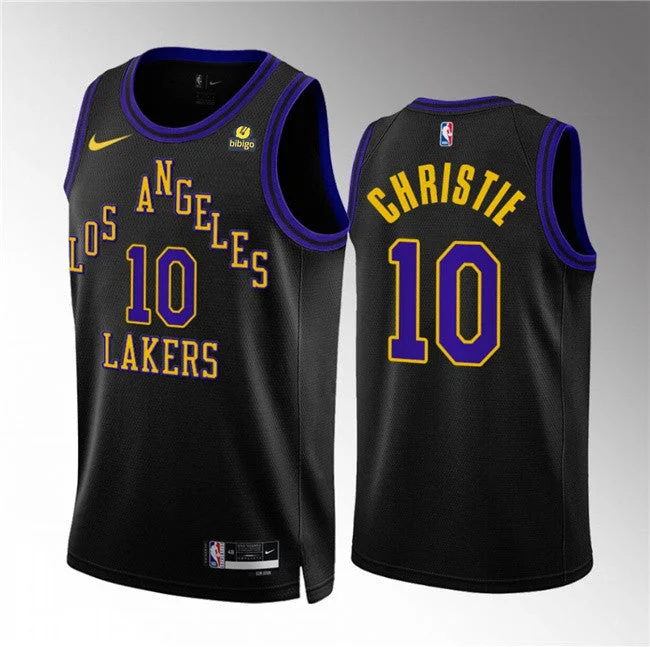 Basketball Jersey Top Rated-Men's Los Angeles Lakers #10 Max Christie Black 2023/24 City Edition Stitched Basketball Basketball Jersey