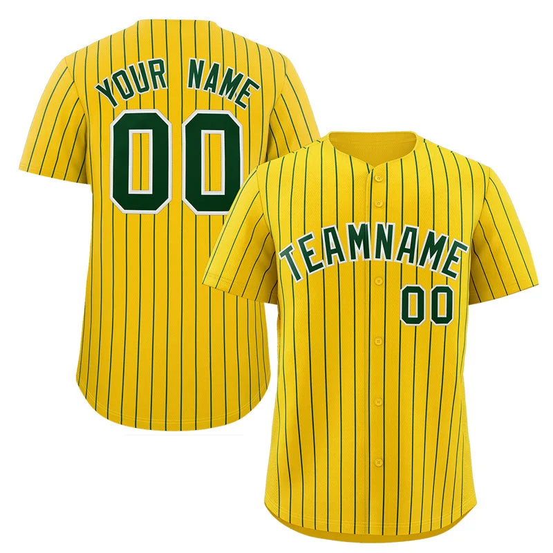 Baseball Jersey Eco-Friendly-Custom Gold Green-White Stripe Fashion Authentic Baseball Jersey