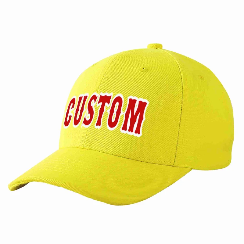 Baseball Cap Western-Custom Yellow Red-White Curved Eaves Sport Baseball Cap Design for Men/Women/Youth