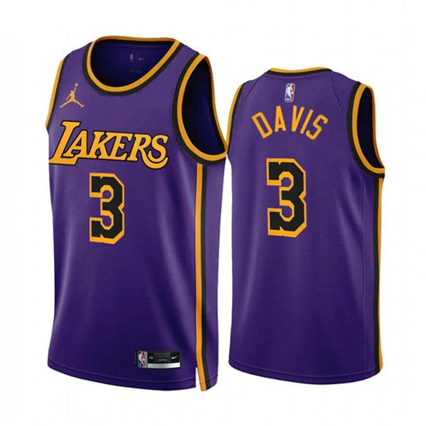 Basketball Jersey Retro-Men's Los Angeles Lakers #3 Anthony Davis 2022/23 Purple Statement Edition Stitched Basketball Basketball Jersey