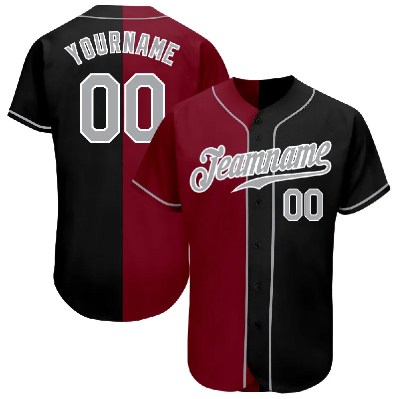 Baseball Jersey Performance-Custom Black Gray-Crimson Authentic Split Fashion Baseball Jersey