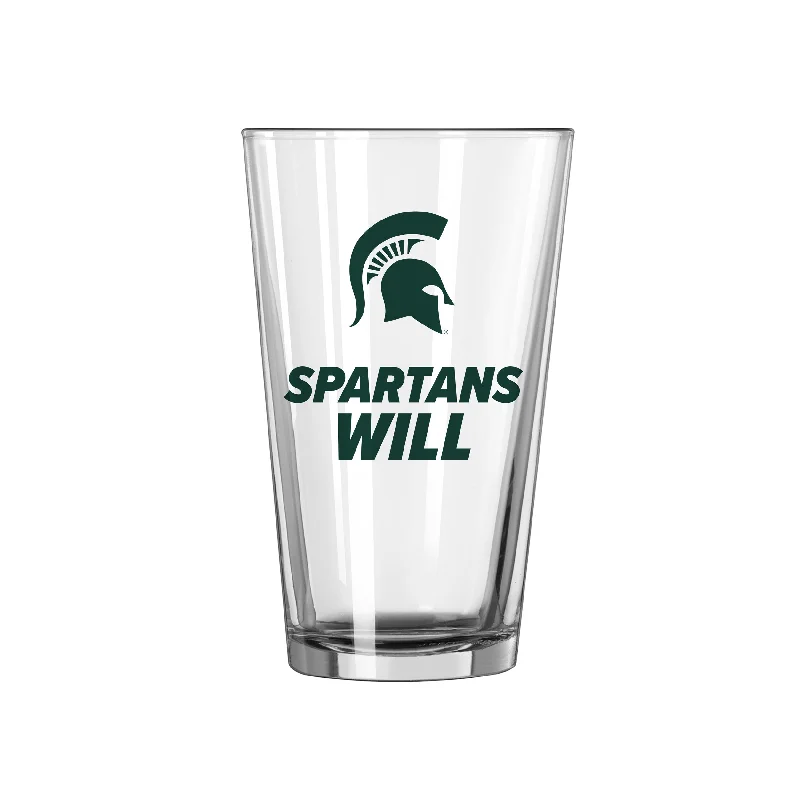 Team Mug Cat Dad-Michigan State 16oz Slogan Pint Glass