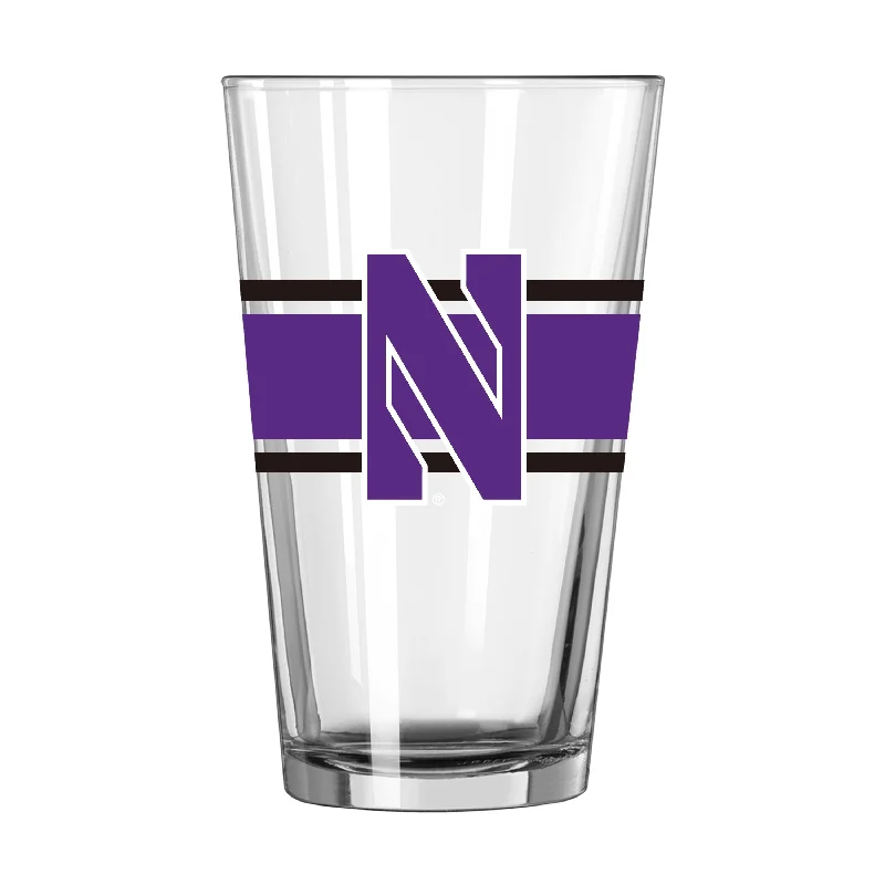 Team Mug Porcelain-Northwestern 16oz Stripe Pint Glass