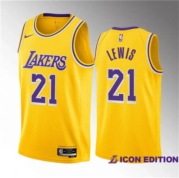 Basketball Jersey Baby-Men's Los Angeles Lakers #21 Maxwell Lewis Yellow 2023 Draft Icon Edition Stitched Basketball Basketball Jersey