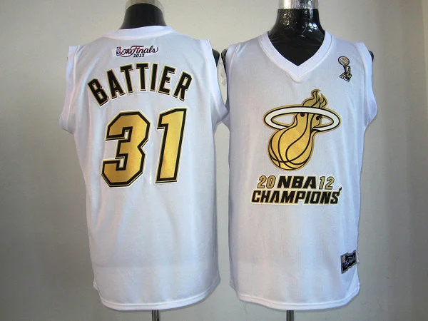 Basketball Jersey Streetwear-Heat 31 Battier White Champions Basketball Jerseys