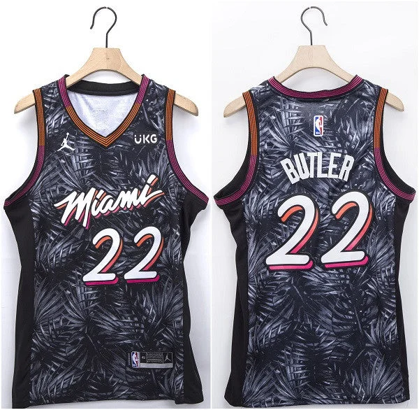 Basketball Jersey Bridesmaid-Men's Miami Heat #22 Jimmy Butler Black Lights Stitched Basketball Jersey