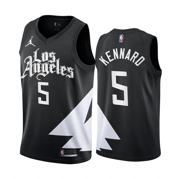 Basketball Jersey Slim Fit-Men's Los Angeles Clippers #5 Luke Kennard 2022/23 Black Statement Edition Stitched Basketball Jersey