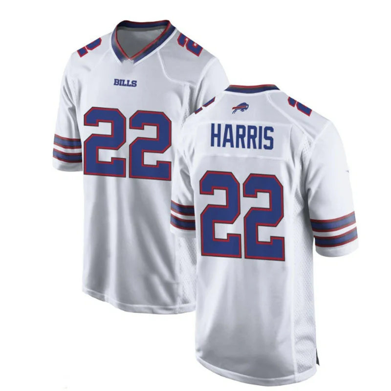 Football Jersey Practice-B.Bills #22 Damien Harris WHITE Game Jersey American Stitched Football Jerseys