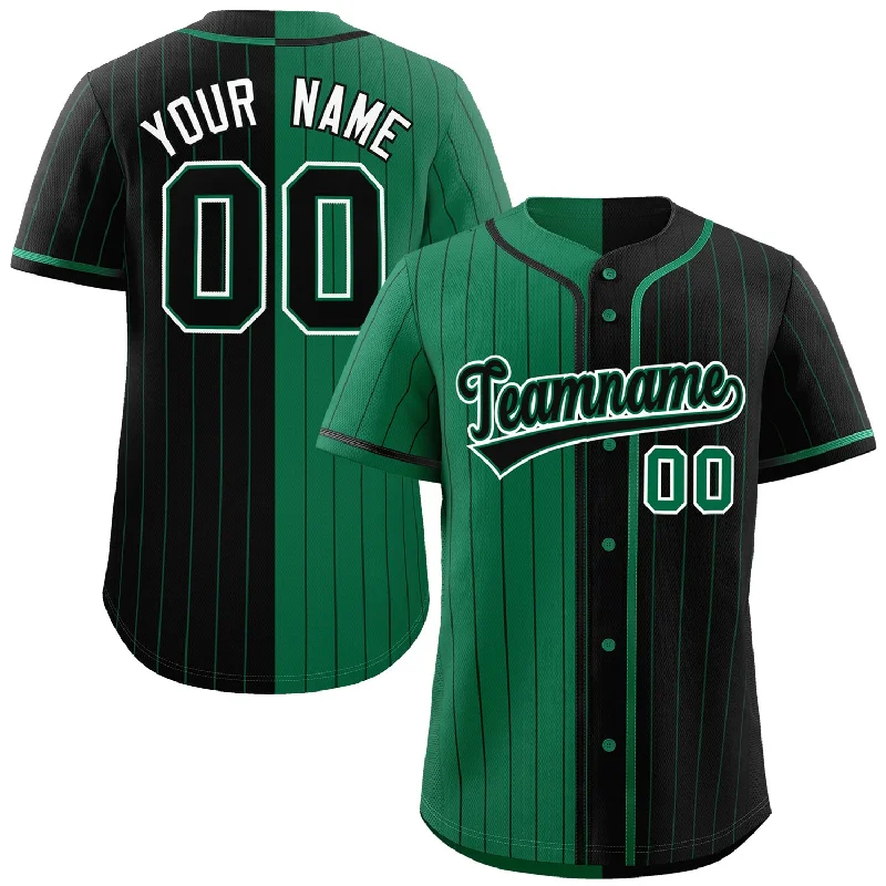 Baseball Jersey Sweatproof-Custom Kelly Green Black Two Tone Striped Fashion Authentic Baseball Jersey