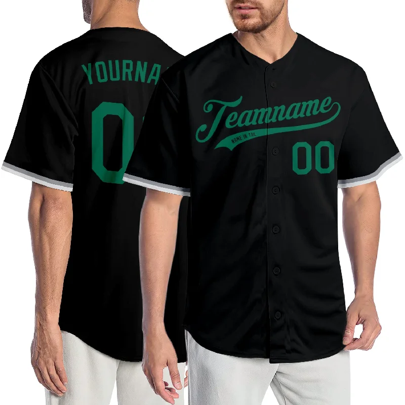 Baseball Jersey Modern-Custom Black Kelly Green Authentic Baseball Jersey