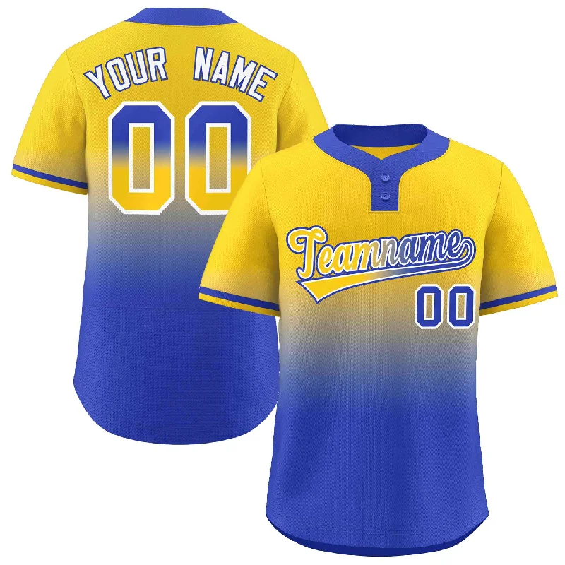 Baseball Jersey Gamer-Custom Gold Royal Gold-White Gradient Fashion Authentic Two-Button Baseball Jersey