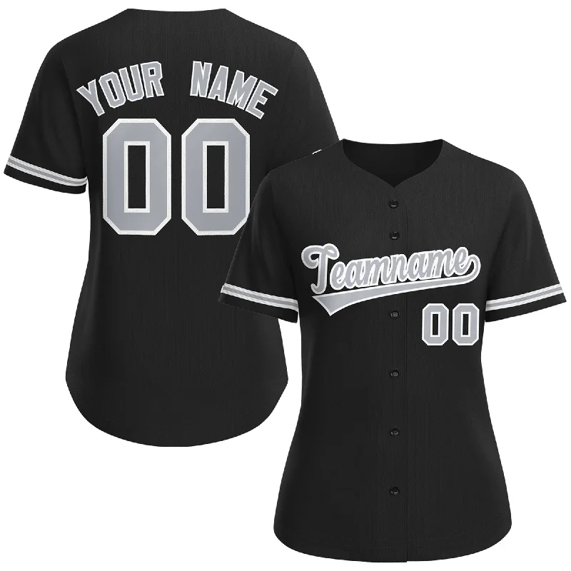 Baseball Jersey Kids-Custom Black Gray-White Classic Style Baseball Jersey For Women