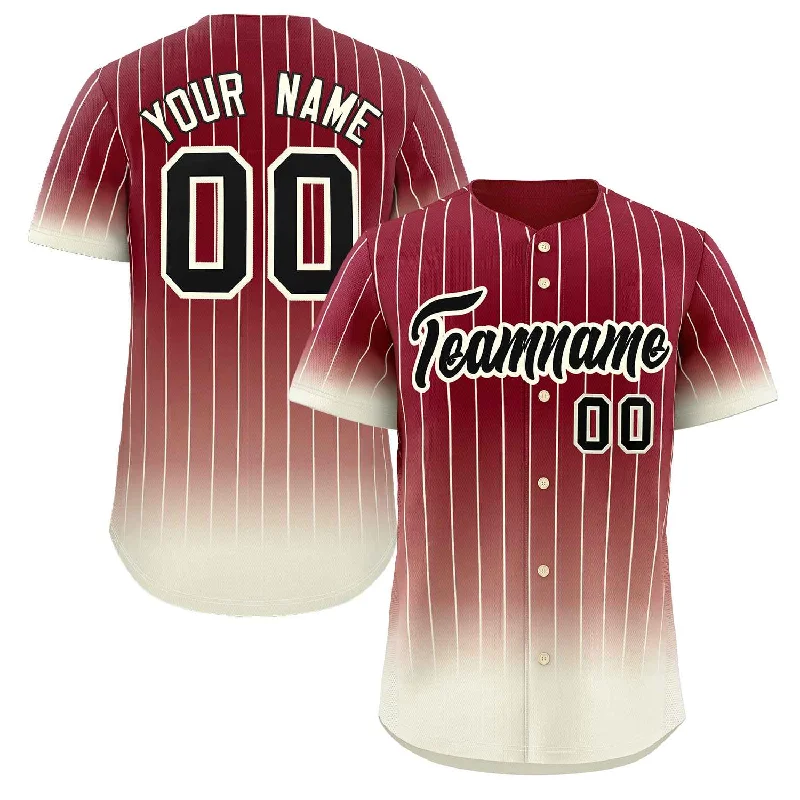 Baseball Jersey Baseball Coach-Custom Crimson Cream-Black Gradient Stripe Fashion Authentic Baseball Jersey