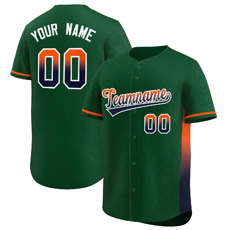 Baseball Jersey Blue-Custom Green Orange-Navy Personalized Gradient Font And Side Design Authentic Baseball Jersey