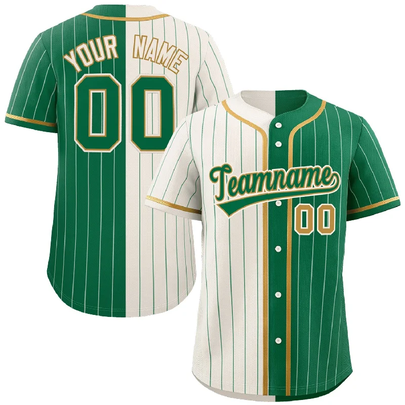 Baseball Jersey USA Flag-Custom Cream Kelly Green Two Tone Striped Fashion Authentic Baseball Jersey